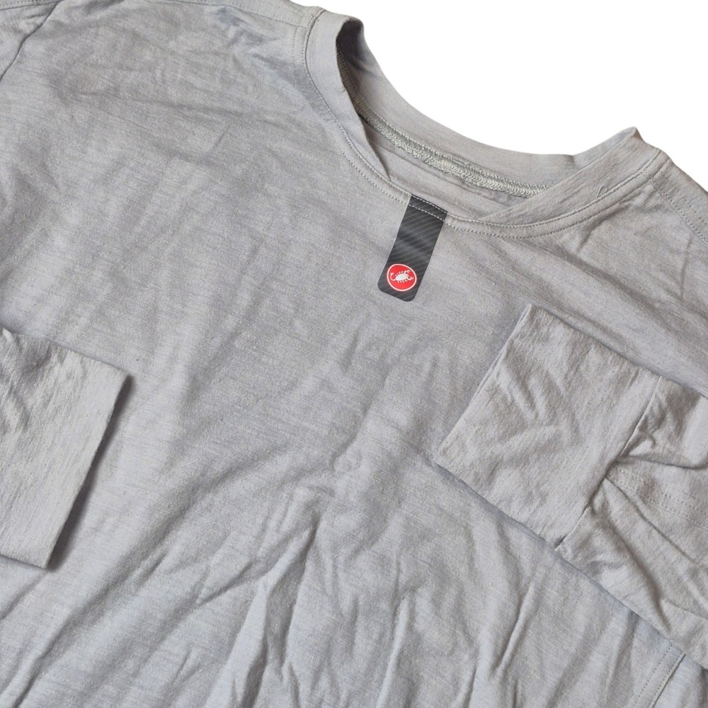 Castelli Mens XXL Gray Merino Wool Blend Long Sleeve Cycling Shirt